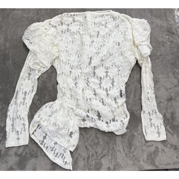 Isabel Marant Vinny Asymmetric Ruffled Cotton-lace Top In Off-White sz 42/ US 10 - Picture 5 of 16